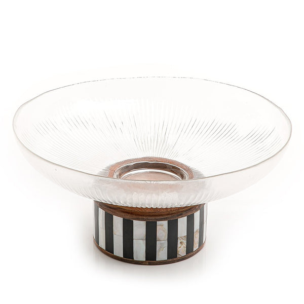 Glass bowl with wooden base