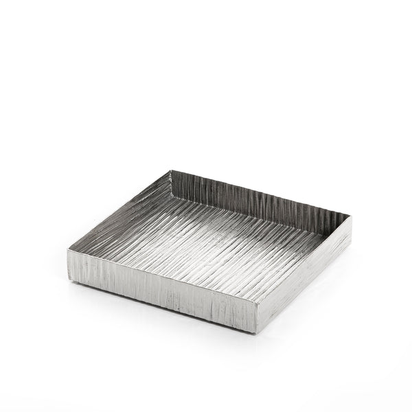 Silver Square Metal Tray - Medium