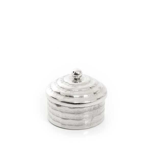 Silver Round Metal Box