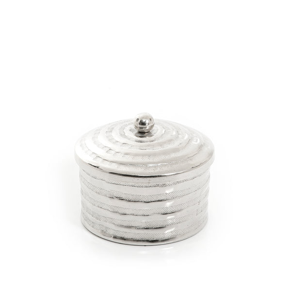 Silver Round Metal Box