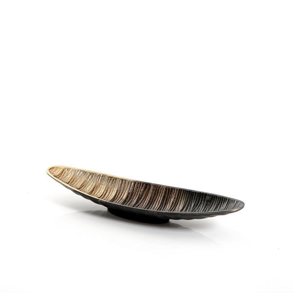 multicolored oval metal tray