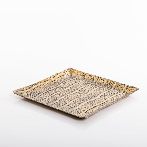 صينية معدن ذهبية مربعة 