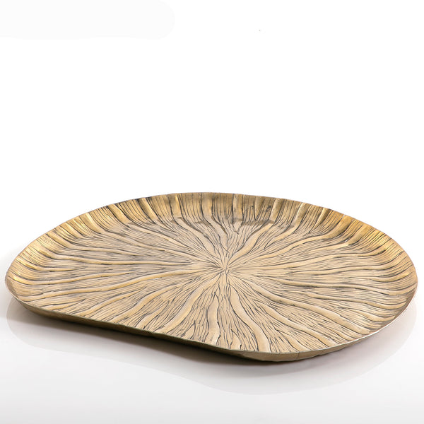 طبق معدن باللون الذهبي