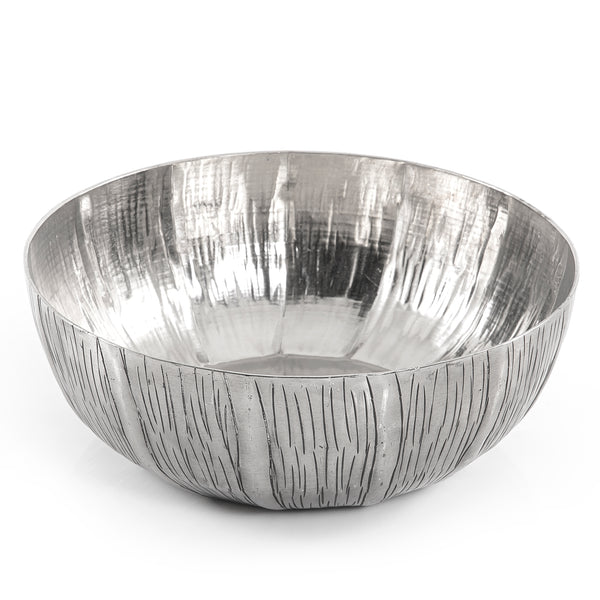 Silver round metal bowl