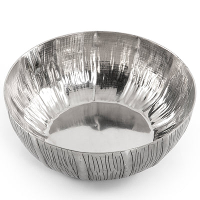 Silver round metal bowl