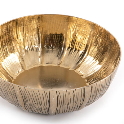 Golden round metal bowl