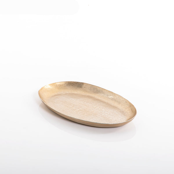 طبق معدني بيضاوي ذهبي