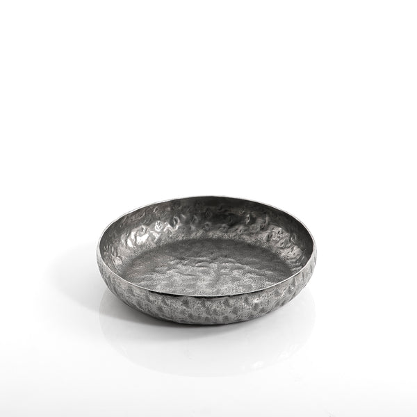 Silver round metal plate - small