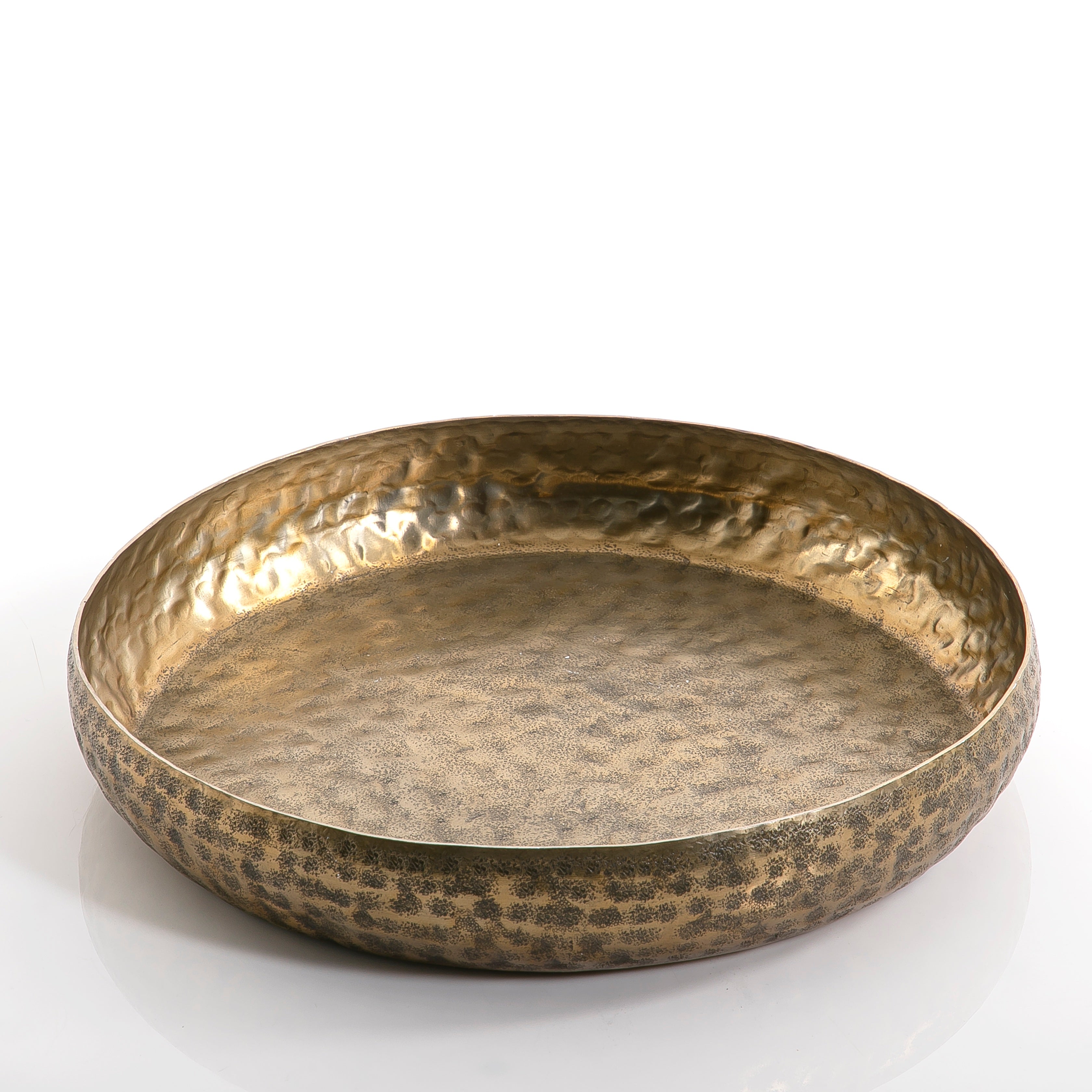Golden round metal plate - large – Cascades UAE