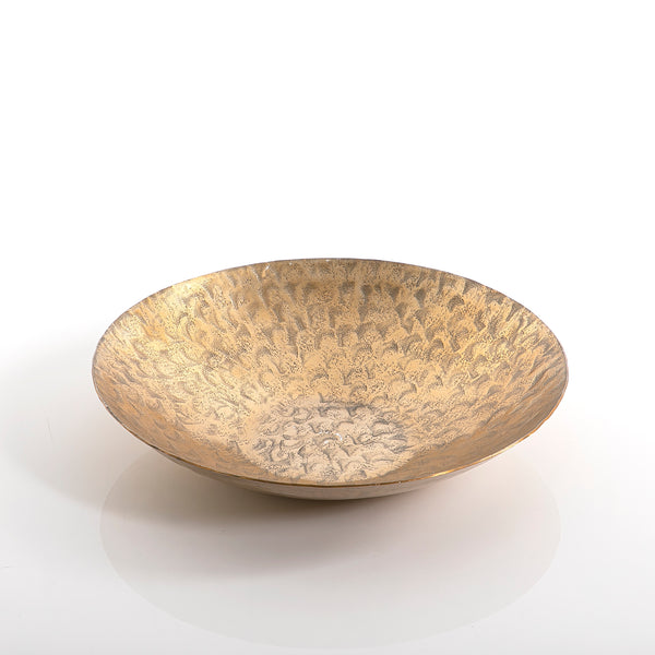 Golden round metal bowl