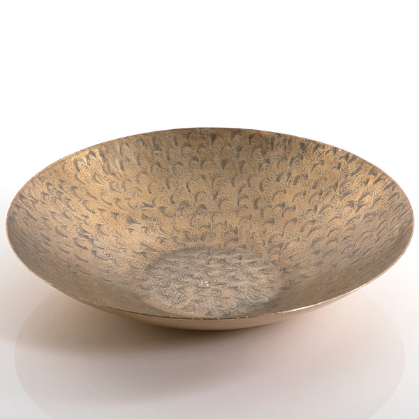 Golden round metal bowl