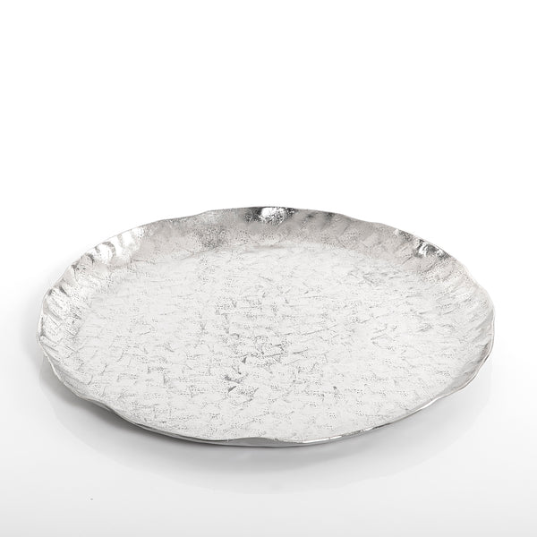 Silver circular metal plate