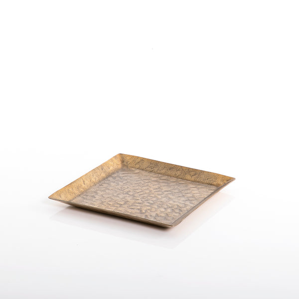 Golden rectangular metal tray