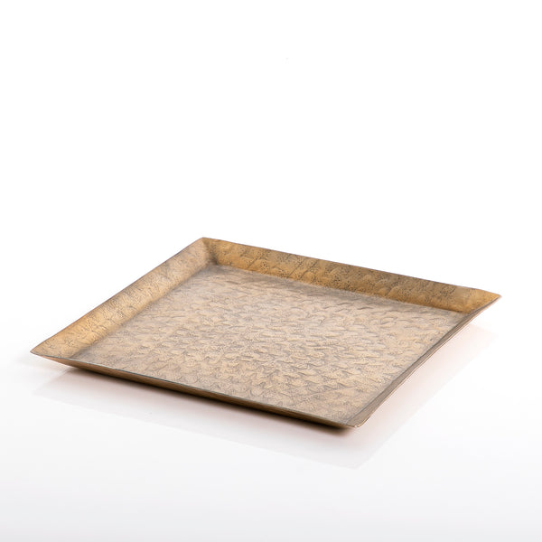 Golden rectangular metal tray