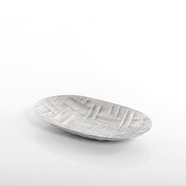 Silver oval metal plate
