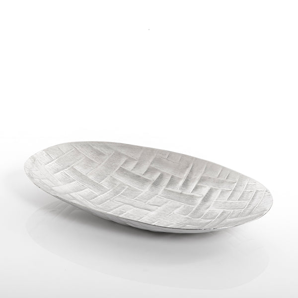 Silver oval metal plate