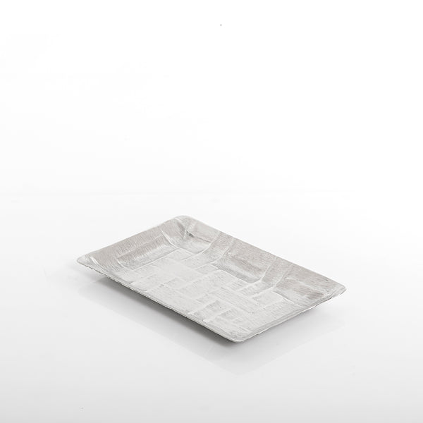 Silver rectangular metal tray