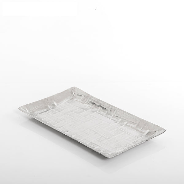 Silver rectangular metal tray