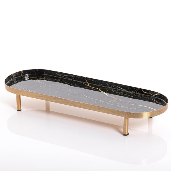 Oval metal tray with golden legs