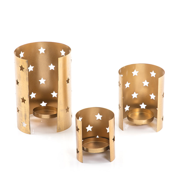 Set of 3 metal candle holder