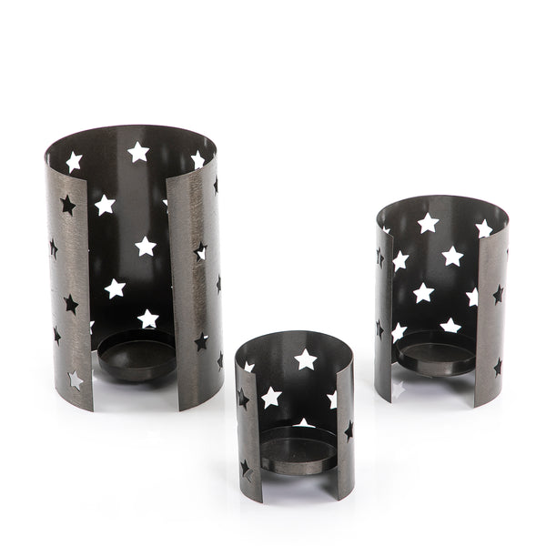 Set of 3 metal candle holder