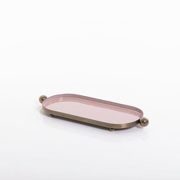 Rectangular metal tray with handle