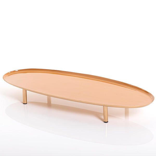 Oval metal tray with golden legs