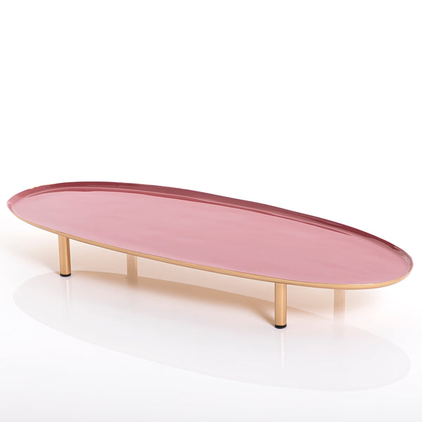 Oval metal tray with golden legs