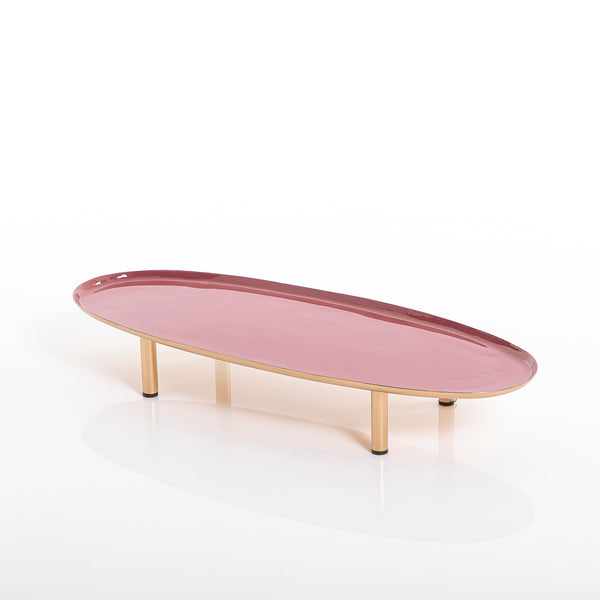 Oval metal tray with golden legs