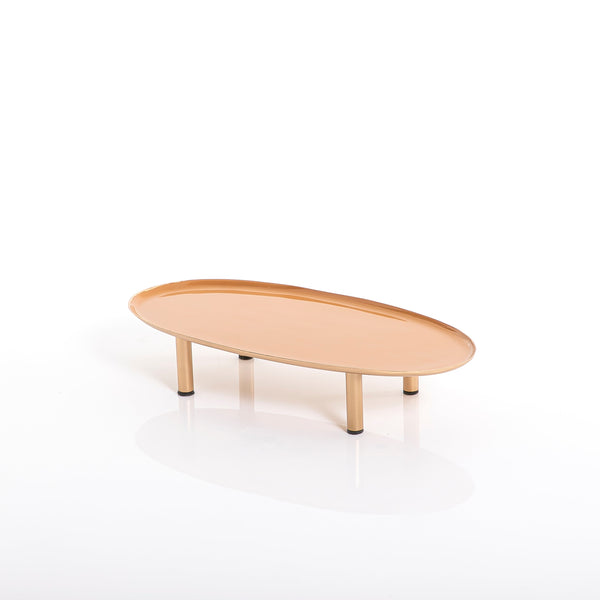 Oval metal tray with golden legs