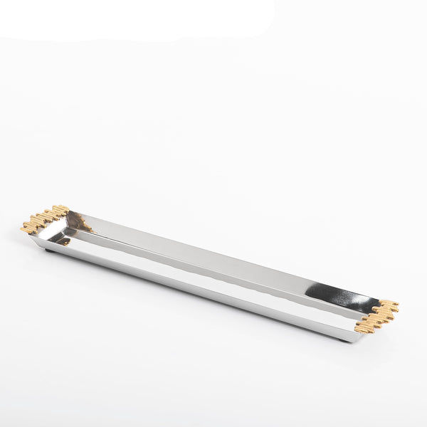 Metal Straight Tray With Handle - Size 40X7X3