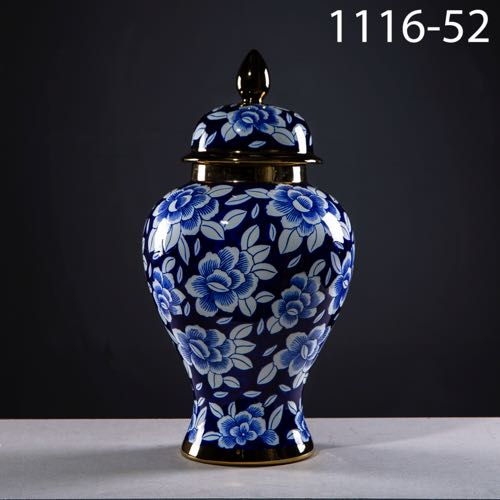 Blue Ceramic jar with cover