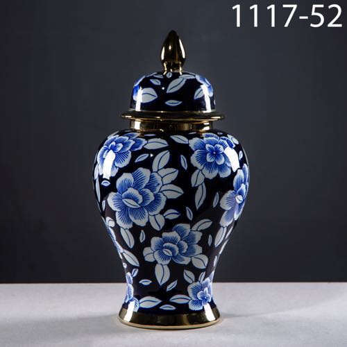 Blue Ceramic jar with cover