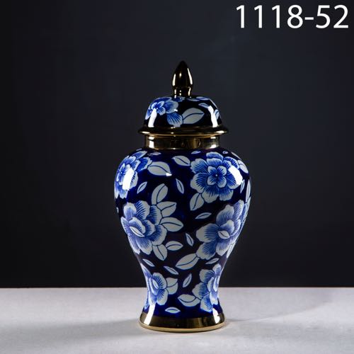 Blue Ceramic jar with cover