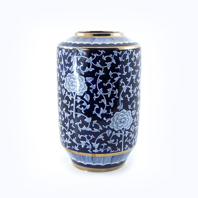 Chinese Ceramic Vase With Leaf And Flower Design