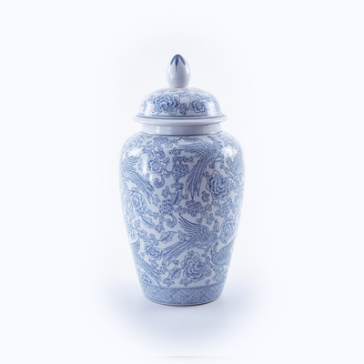 Tall Chinese Ceramic Vase With Lid