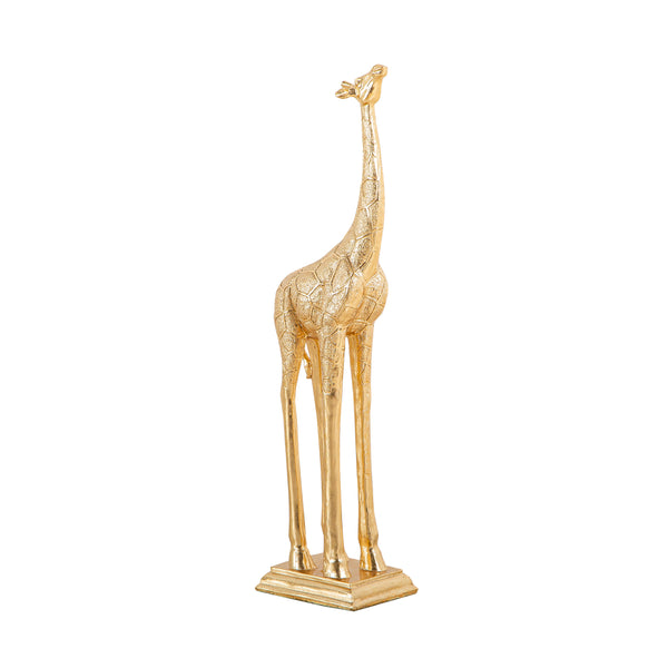 Luxury Detailed Metal Golden Giraffe Statue Accessory