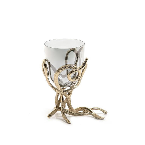 Gold Metal Candle Holder With Glass Cup