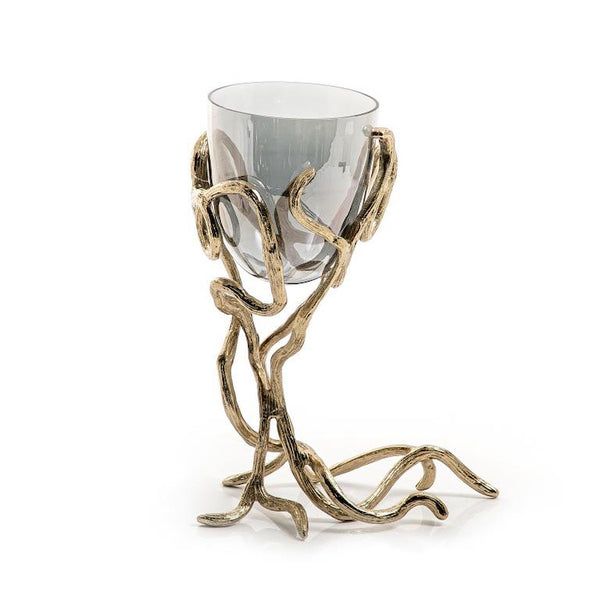 Gold Metal Candle Holder With Glass Cup