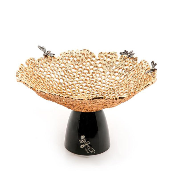 Gold Metal Platter With Black Base