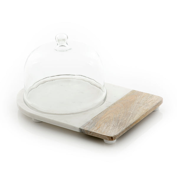 Marble tray with glass cover