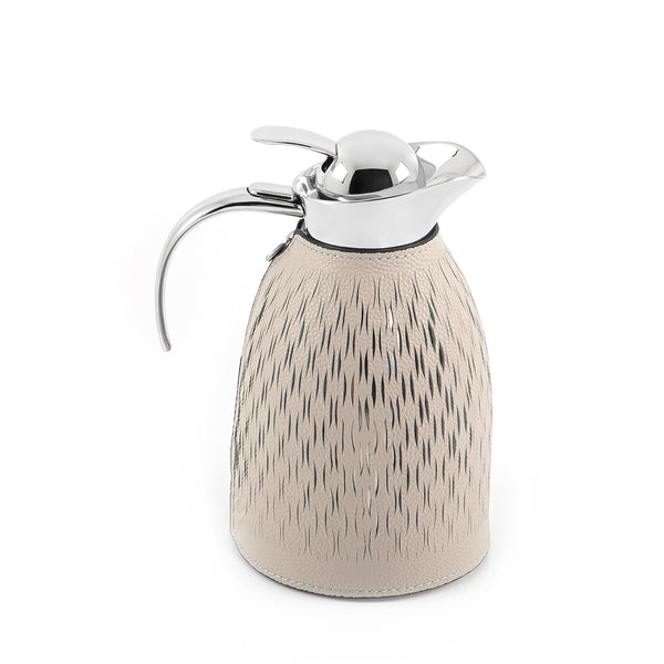 Metal thermos with leather cover