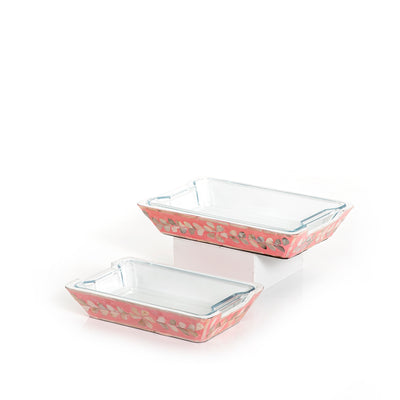 Set of 2 Mother of pearl bowls with glass