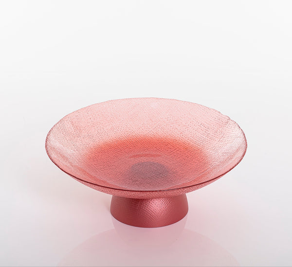 red round glass bowl with base