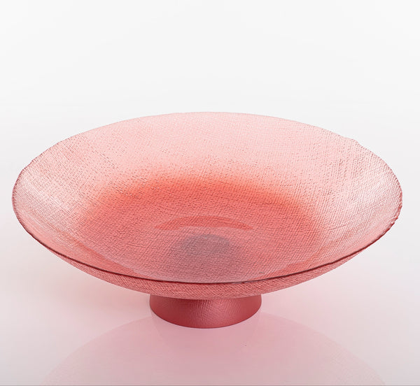 red round glass bowl with base