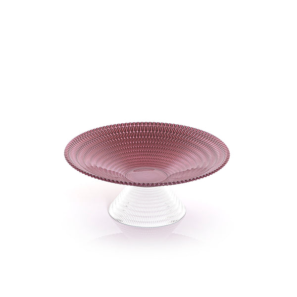 burgundy round glass bowl with clear base