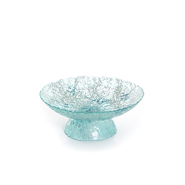 green round glass bowl with base