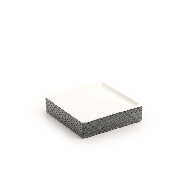 Square Ceramic Stand With Dark Grey Leather Base
