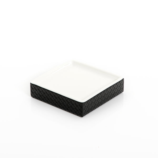 Square Ceramic Stand With Black Leather Base