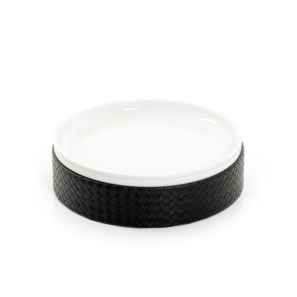 Round Ceramic Stand With A Black Leather Base
